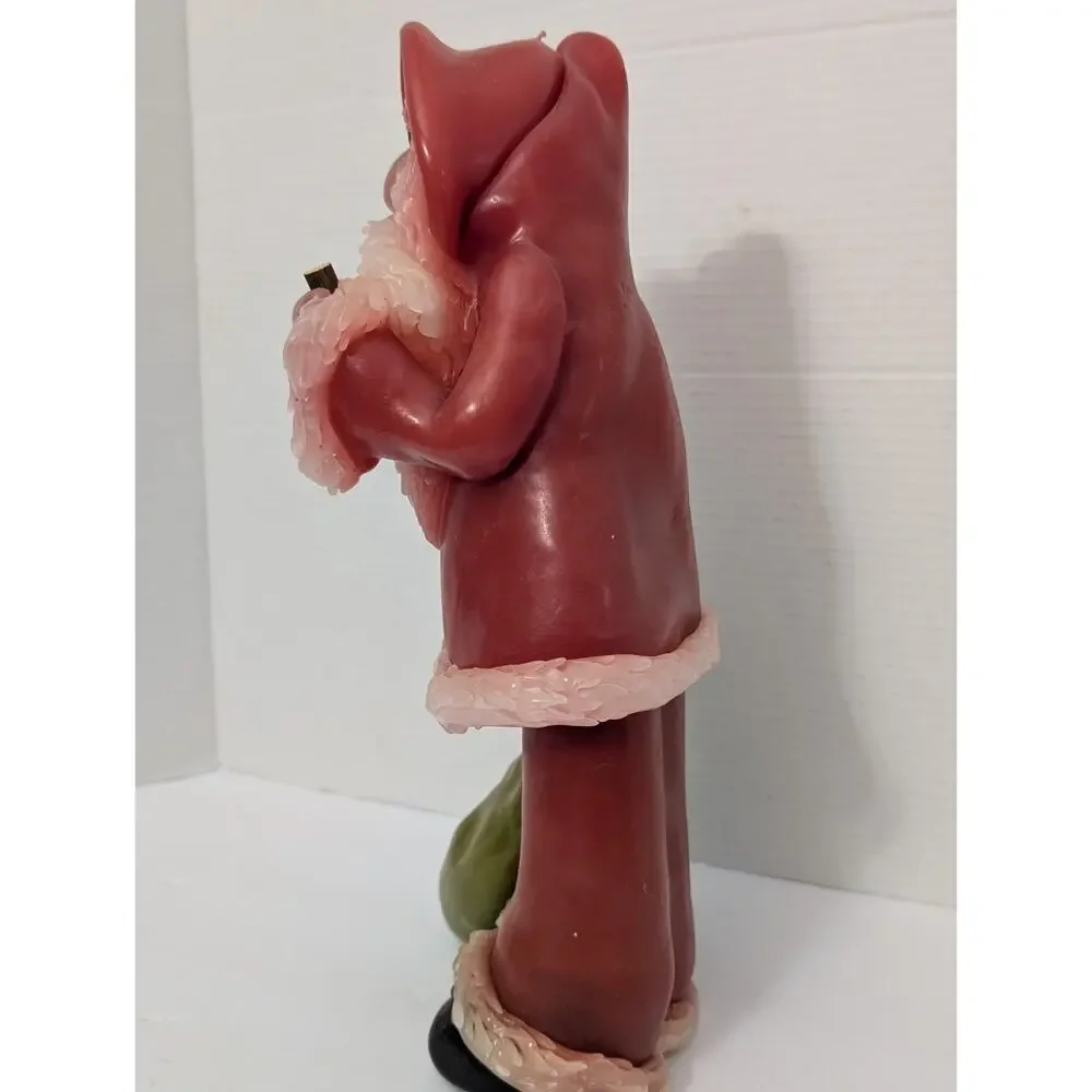 Vintage Northern Lights Fantasy Figure Santa Candle with Pipe & Gift Bag